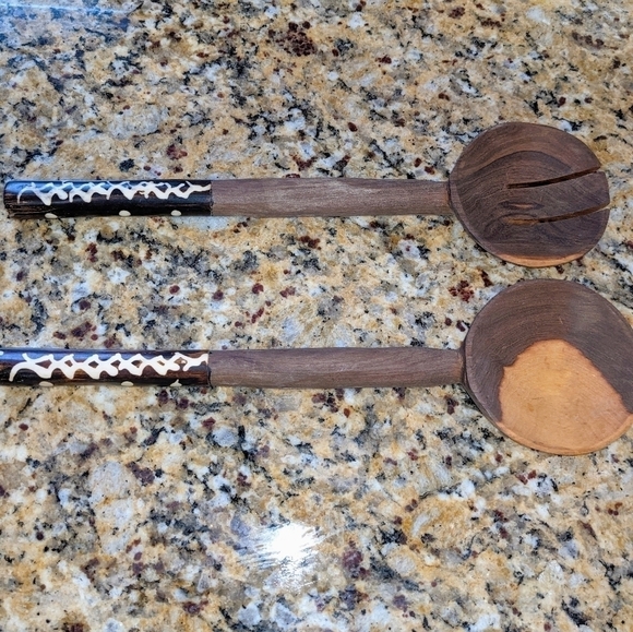 African Teak Salad Serving Spoons from Kenya - Picture 8 of 8